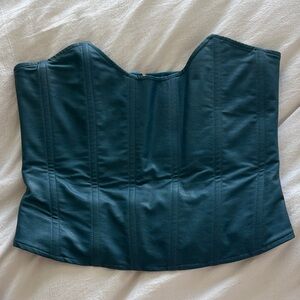 Miaou Teal Strapless Corset Top